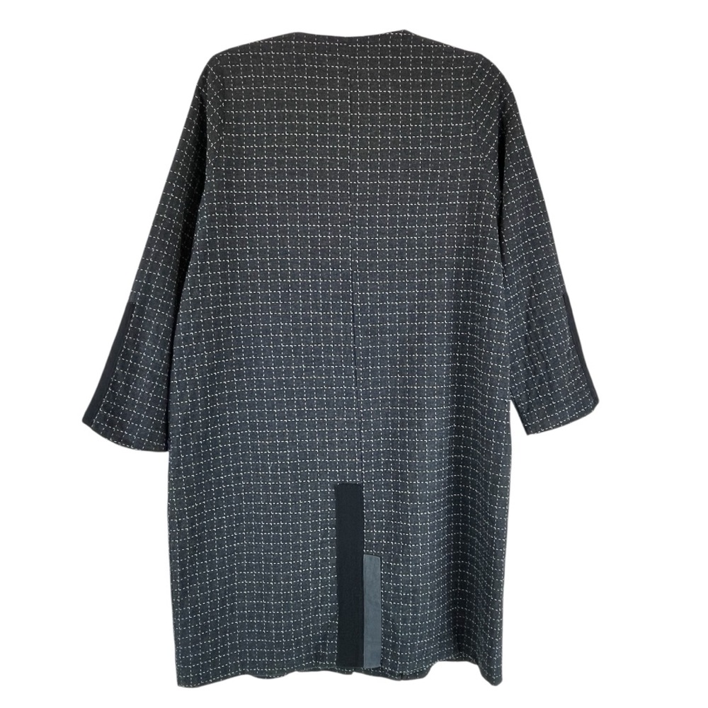 TERRA by SJ Apparel Art-To-Wear Cotton Overcoat Topper Stitched Grid Pattern - Picture 2 of 12